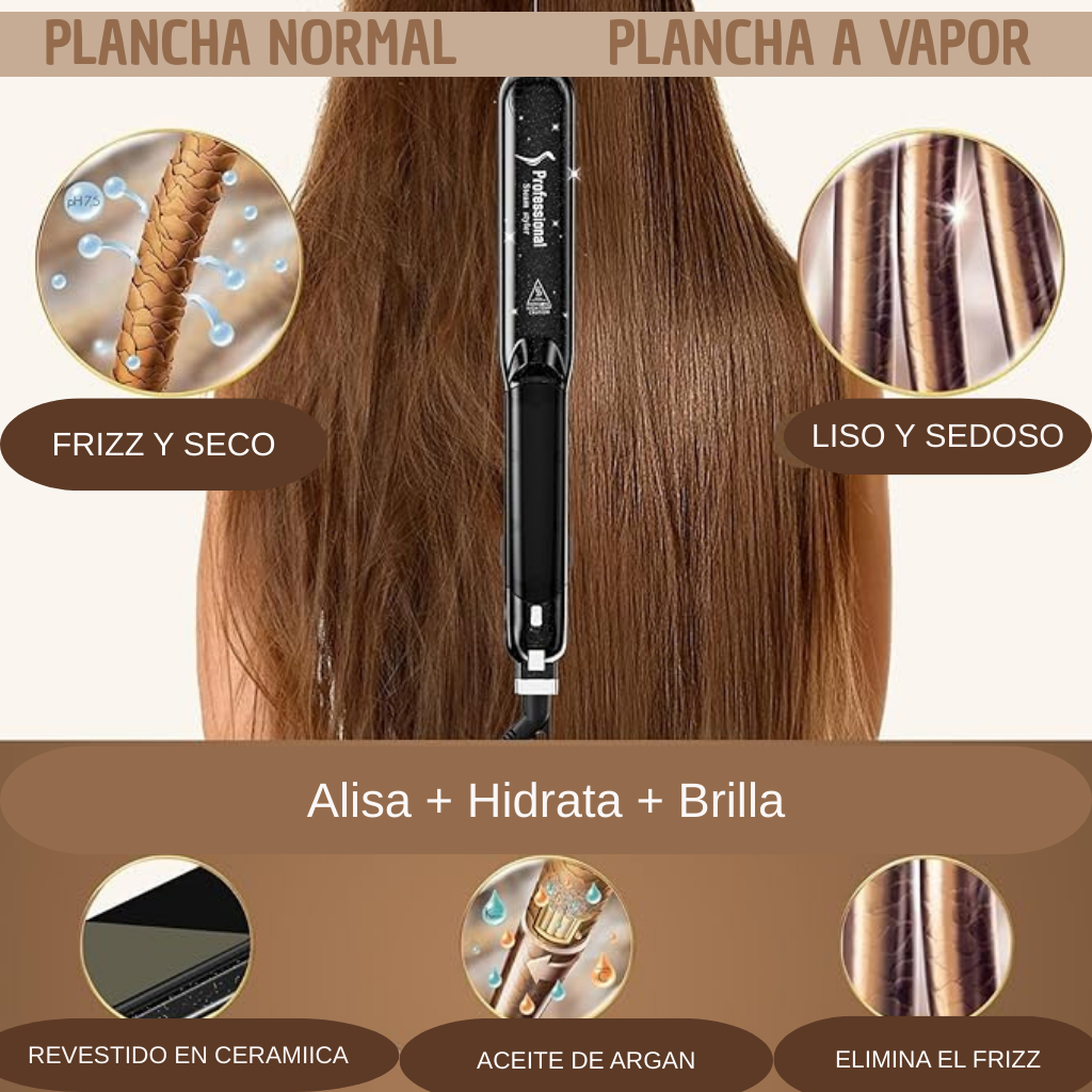 Alisa tu cabello como una profesional – sin frizz, sin daño, con tecnología de vapor STYL